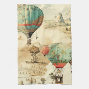 Vintage-Ballon-Wildnis-Karte-Berg Geschirrtuch