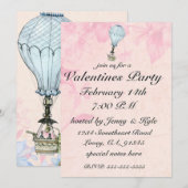Vintage Ballonfahrt Valentine Einladung (Vorne/Hinten)