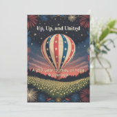 Vintage Balloon & Fireworks Celebration Invite (Stehend Vorderseite)