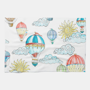 Vintage Balloons: Whimsical Watercolor Nahtlos. Geschirrtuch