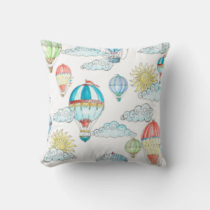 Vintage Balloons: Whimsical Watercolor Nahtlos. Kissen