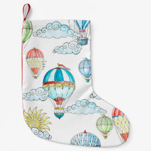 Vintage Balloons: Whimsical Watercolor Nahtlos. Kleiner Weihnachtsstrumpf