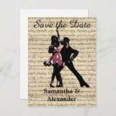 Vintage Ballsaaltänzer Save the Date Ankündigungspostkarte (Vorne/Hinten)