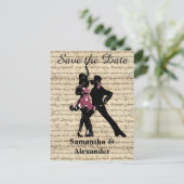 Vintage Ballsaaltänzer Save the Date Ankündigungspostkarte (Stehend Vorderseite)
