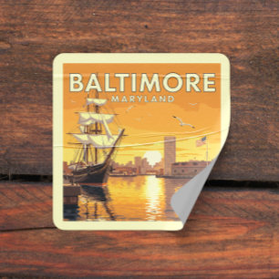 Vintage Baltimore Maryland Quadratischer Aufkleber