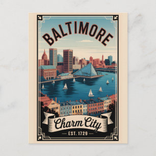 Vintage Baltimore Maryland Retro-Reise Feiertagspostkarte