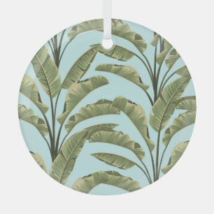 Vintage Banana-Blätter: tropisch nahtlos. Ornament Aus Glas