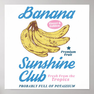 Vintage-Bananen-Sonnenclub-Küche Poster