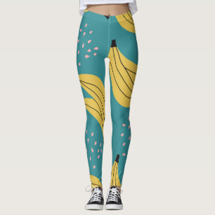 Vintage-Bananenmuster, blauer Hintergrund. Leggings