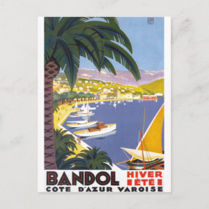 Vintage Bandol Côte d'Azur Französisch Frankreich  Postkarte