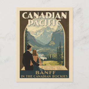 Vintage Banff Rockies Reiseplakat Art Deco Postkarte