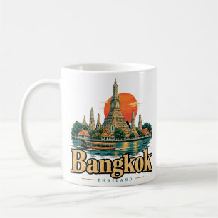 Vintage Bangkok Thailand Reise Kunst Landmarke Kaffeetasse