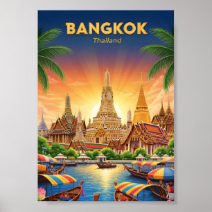Vintage-Bangkok-Thailand-Reiseplakat-Kunst drucken Poster