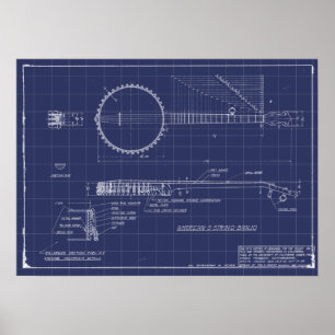 Vintage Banjo-Blueprints Poster