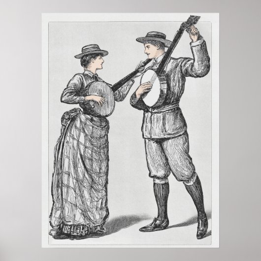 Vintage Banjo-Spieler Poster (Vorne)