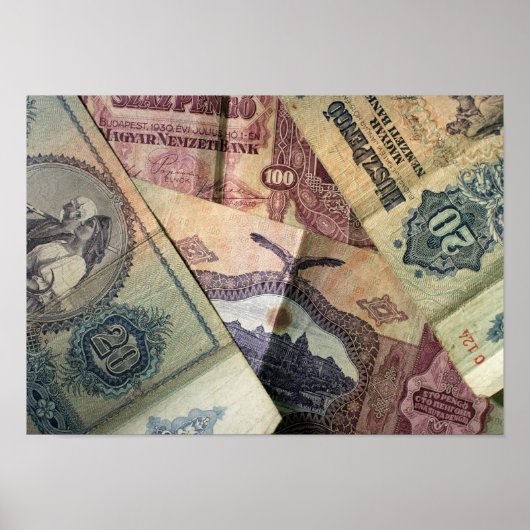 Vintage Banknoten Poster (Vorne)