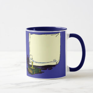 Vintage-Banner und Buch mit Kerzenvorlage Tasse