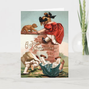 Vintage-Bär-Angriff-Weihnachtskarte Feiertagskarte