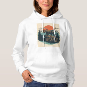 Vintage-Bär-Berg-Sonnenuntergang-T-Shirt Hoodie