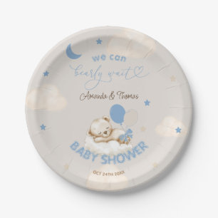 Vintage Bär Blau Baby Shower Pappteller