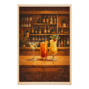 Vintage-Bar-Cocktails Retro-Lounge-Plakat Kunst Poster