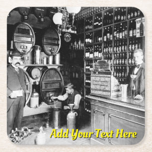 Vintage-Bar-Getränkefoto 1930er Jahre Fügen Sie Ih Rechteckiger Pappuntersetzer