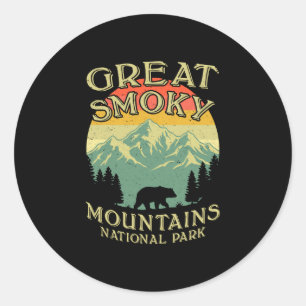Vintage-Bär Great Smoky Mountain Nationalpark Runder Aufkleber