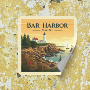 Vintage Bar Harbor Maine Quadratischer Aufkleber