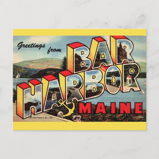 Vintage Bar Harbor Postkarte (Vorderseite)