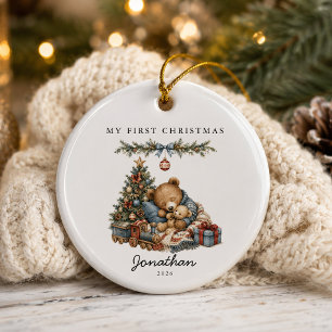 Vintage Bär Mein erstes Weihnachten Keramik Ornament