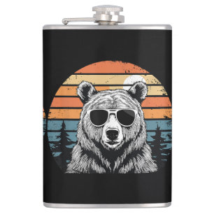 Vintage-Bär mit Sonnenbrille Flachmann