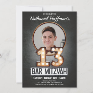 Vintage Bar Mitzvah Marquee Glamour Benutzerdefini Einladung