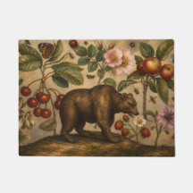Vintage-Bär und botanische Ölmalerei aus Obstgärte