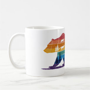 Vintage-Bär-Wildnis – Retro-Waldsilhouette Kaffeetasse