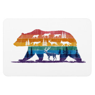 Vintage-Bär-Wildnis – Retro-Waldsilhouette Magnet