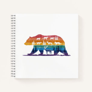 Vintage-Bär-Wildnis – Retro-Waldsilhouette Notizblock