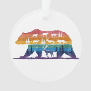 Vintage-Bär-Wildnis – Retro-Waldsilhouette Ornament