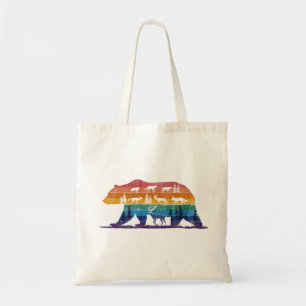 Vintage-Bär-Wildnis – Retro-Waldsilhouette Tragetasche