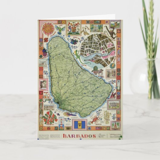 Vintage Barbados-Inselkarte Karte (Vorderseite)