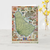 Vintage Barbados-Inselkarte Karte (Gelbe Blume)
