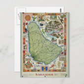 Vintage Barbados-Inselkarte Postkarte (Vorne/Hinten)