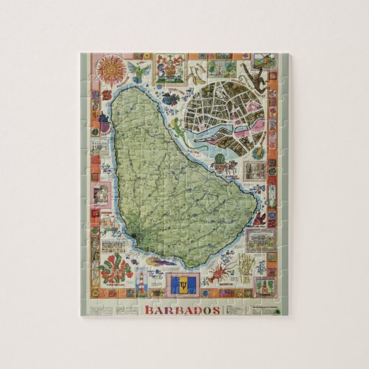 Vintage Barbados-Inselkarte Puzzle (Vertikal)