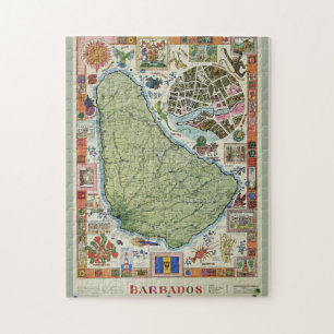 Vintage Barbados-Inselkarte Puzzle