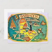 Vintage Barbados Karte Postkarte (Vorne/Hinten)
