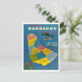 Vintage Barbados-Karte Postkarte (Stehend Vorderseite)