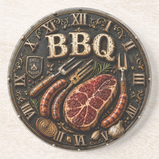 Vintage Barbecue Pitmaster Gift Sausage Kitchen Getränkeuntersetzer (Vorne)