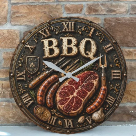 Vintage Barbecue Pitmaster Gift Sausage Kitchen Große Wanduhr