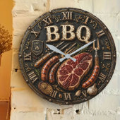 Vintage Barbecue Pitmaster Gift Sausage Kitchen Große Wanduhr
