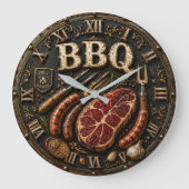 Vintage Barbecue Pitmaster Gift Sausage Kitchen Große Wanduhr (Vorderseite)