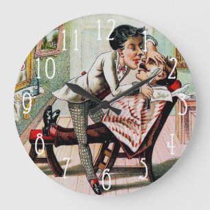 Vintage Barber Shop Shaving Große Wanduhr